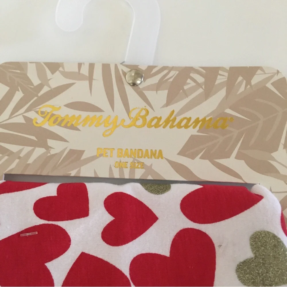 NEW Pet Bandana One Size Valentines Hearts Print Cotton Spandex | Tommy Bahama